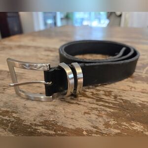 NY & CO Black Leather Belt with Silver Buckle